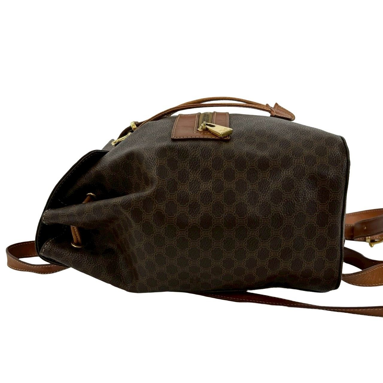 極 美品 CELINE セリーヌ ヴィンテージ マカダム ブラゾン 柄 レザー 