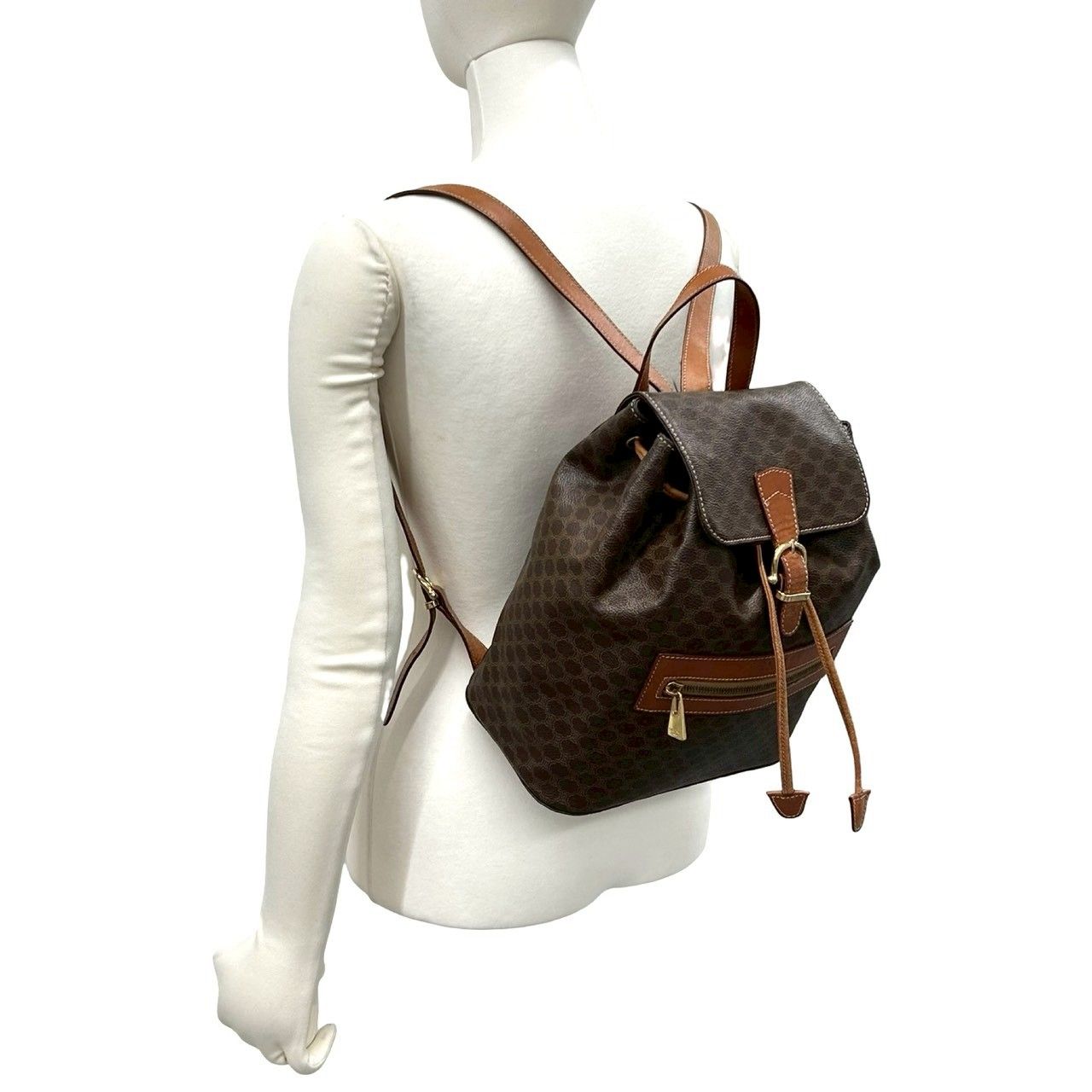 極 美品 CELINE セリーヌ ヴィンテージ マカダム ブラゾン 柄 レザー 