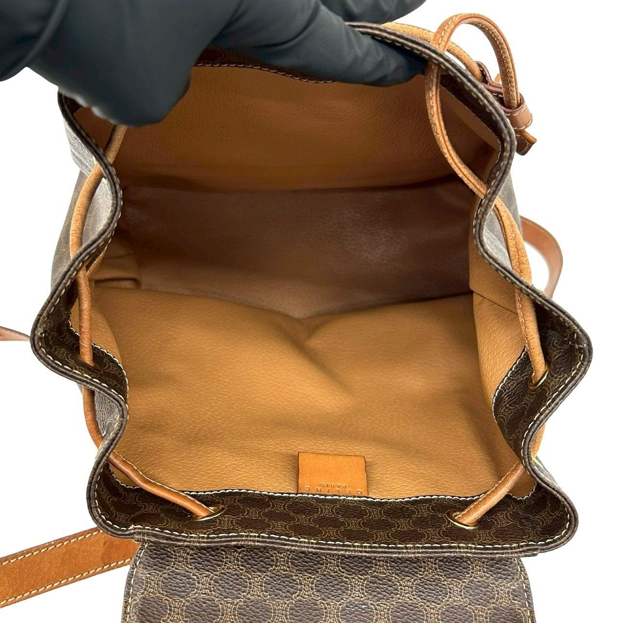 極 美品 CELINE セリーヌ ヴィンテージ マカダム ブラゾン 柄 レザー 