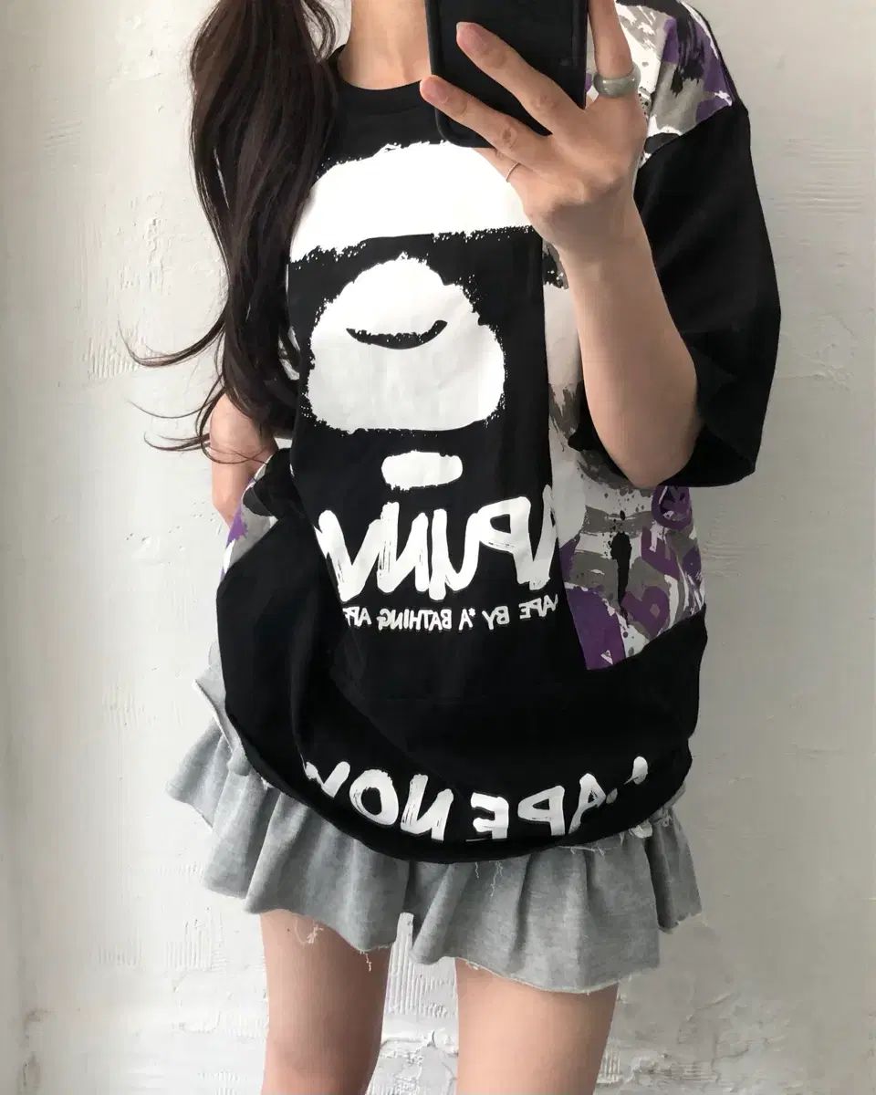 AAPE by A BATHING APE エイプ プリンティング 黒 Tシャツ