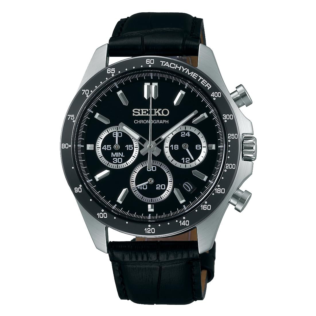 新品 [セイコーウオッチ]SEIKO SELECTION SBTR021 メンズ腕時計 電池式クオーツ クロノグラフ 日付カレンダー・24時針搭載 レザーベルト 文字盤ブラック ステンレススチール