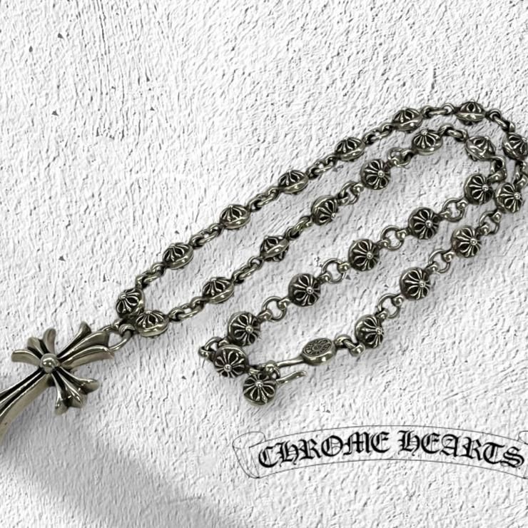 CHROME HEARTS クロムハーツ CRSBL CHN SML CH CRS 20inch 20インチ クロスボールチェーン スモールCHクロス ネックレス シルバー 925 ★人気高騰中★