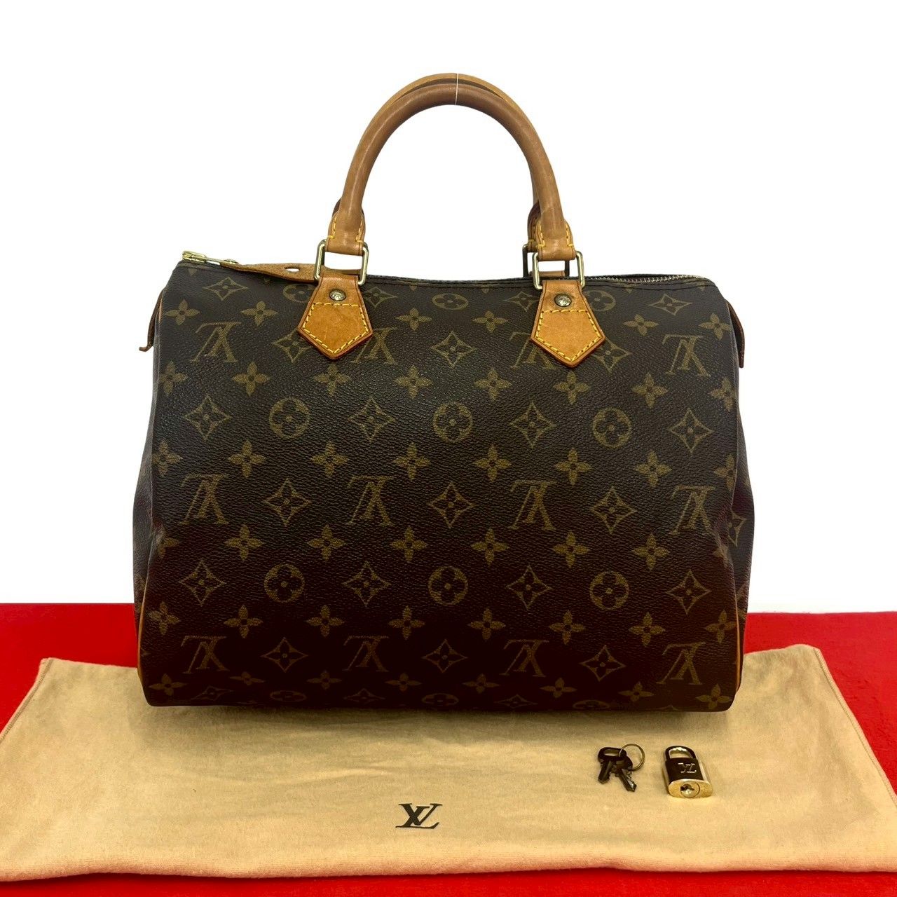 極 美品 袋付き LOUIS VUITTON ルイヴィトン ヴィンテージ スピーディ 30 モノグラム レザー ハンドバッグ ボストンバッグ ブラウン 37142