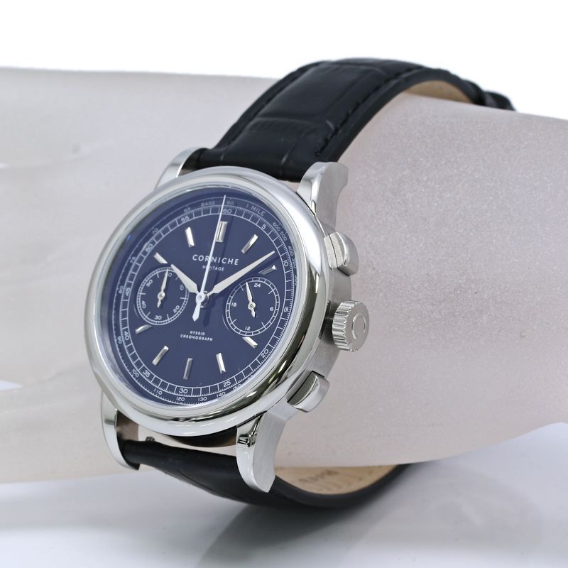 Corniche ヘリテージ　クロノグラフ CRN016A ネイビー CORNICHE コーニッシュ ヘリテージ クロノグラフ CRN016A 【電池交換済