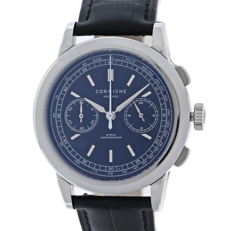 Corniche ヘリテージ　クロノグラフ CRN016A ネイビー CORNICHE コーニッシュ ヘリテージ クロノグラフ CRN016A 【電池交換済