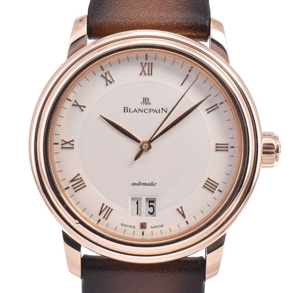 ブランパン Blancpain 6850-3642-55 ヴィルレ K18RG ダブルウィンドウ オパリン 自動巻き メンズ 良品 箱付き 腕時計 J#148025