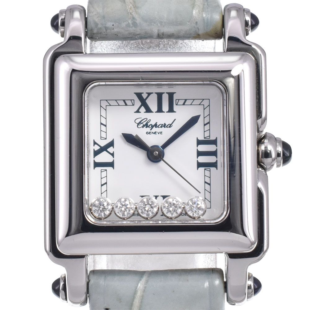 ショパール Chopard 27/8892-23 ハッピースポーツ 5P ダイヤモンド ホワイト クォーツ レディース 美品 腕時計 J#148048