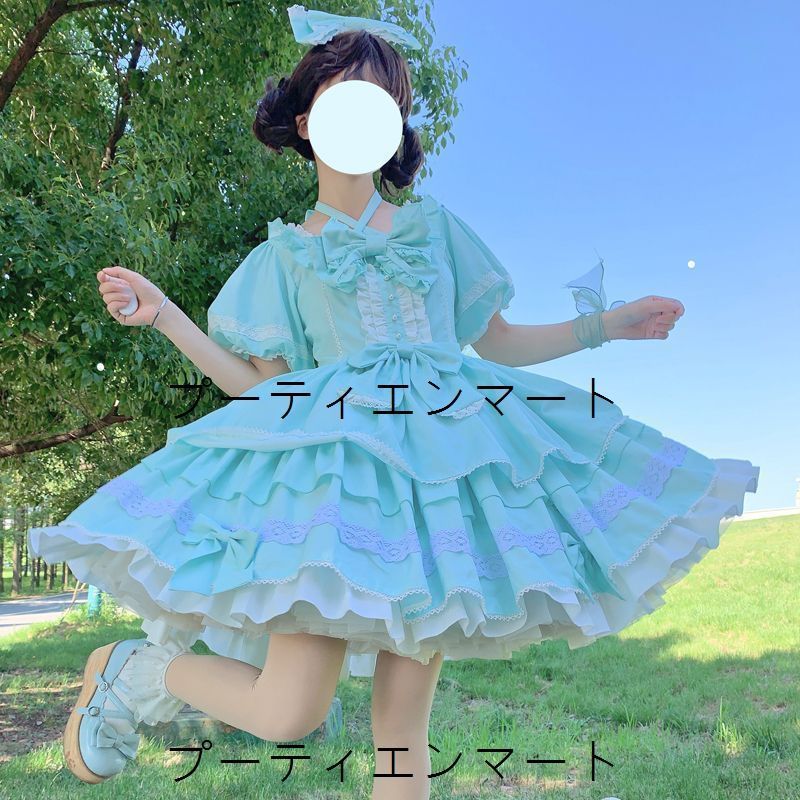 人気商品 薄荷の夏デザイン ロリータ短袖ワンピース 夏の森系風 レース装飾 可愛い 清涼感たっぷり 姫系ドレス レディース 高品質 韓国スタイル ガーリー 日常使い デートに最適 おしゃれ