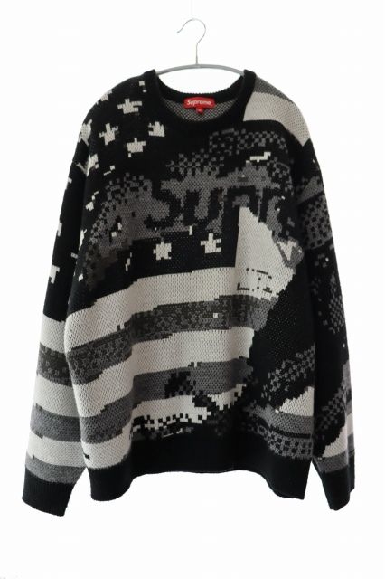 シュプリーム SUPREME 21SS Digital Flag Sweater デジタル フラッグ セーター ニット XL 黒 ブラック ブランド古着ベクトル 中古 260529 21,384円