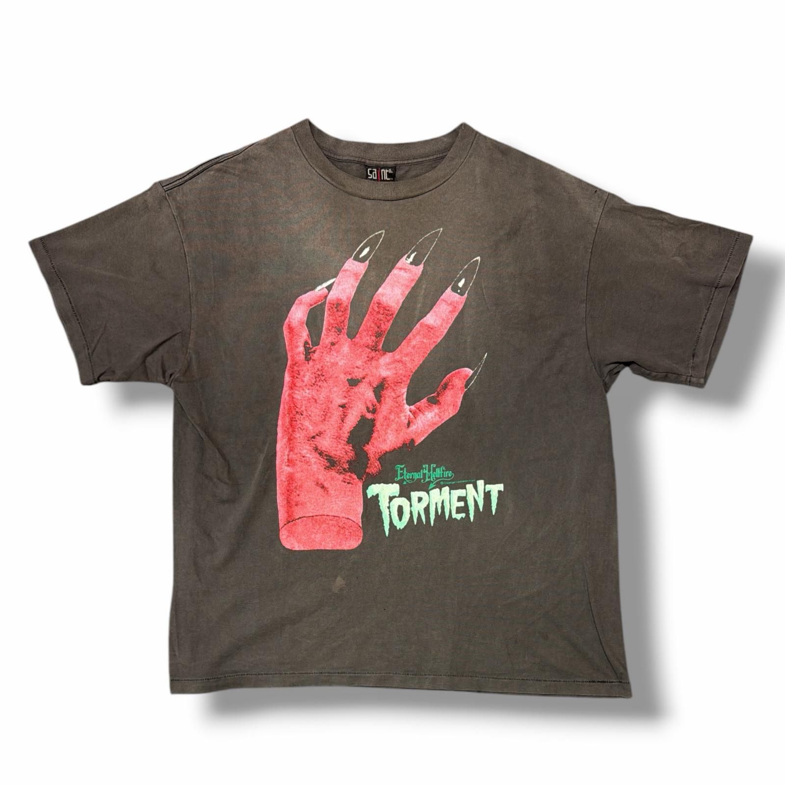 参考上代33000円 SAINT MICHAEL 23SS DEVIL HND / Tシャツ デビルハンド 半袖カットソー セントマイケル SM-S23-0000-003 ブラック系 XXL （16137M）