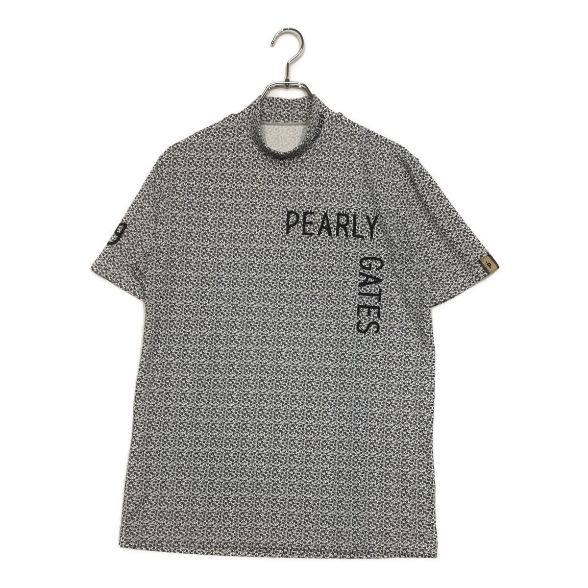 中古 メンズ パーリーゲイツ PEARLY GATES 半袖シャツ 5(L) 白×紺 ハイネック 小花柄 総柄