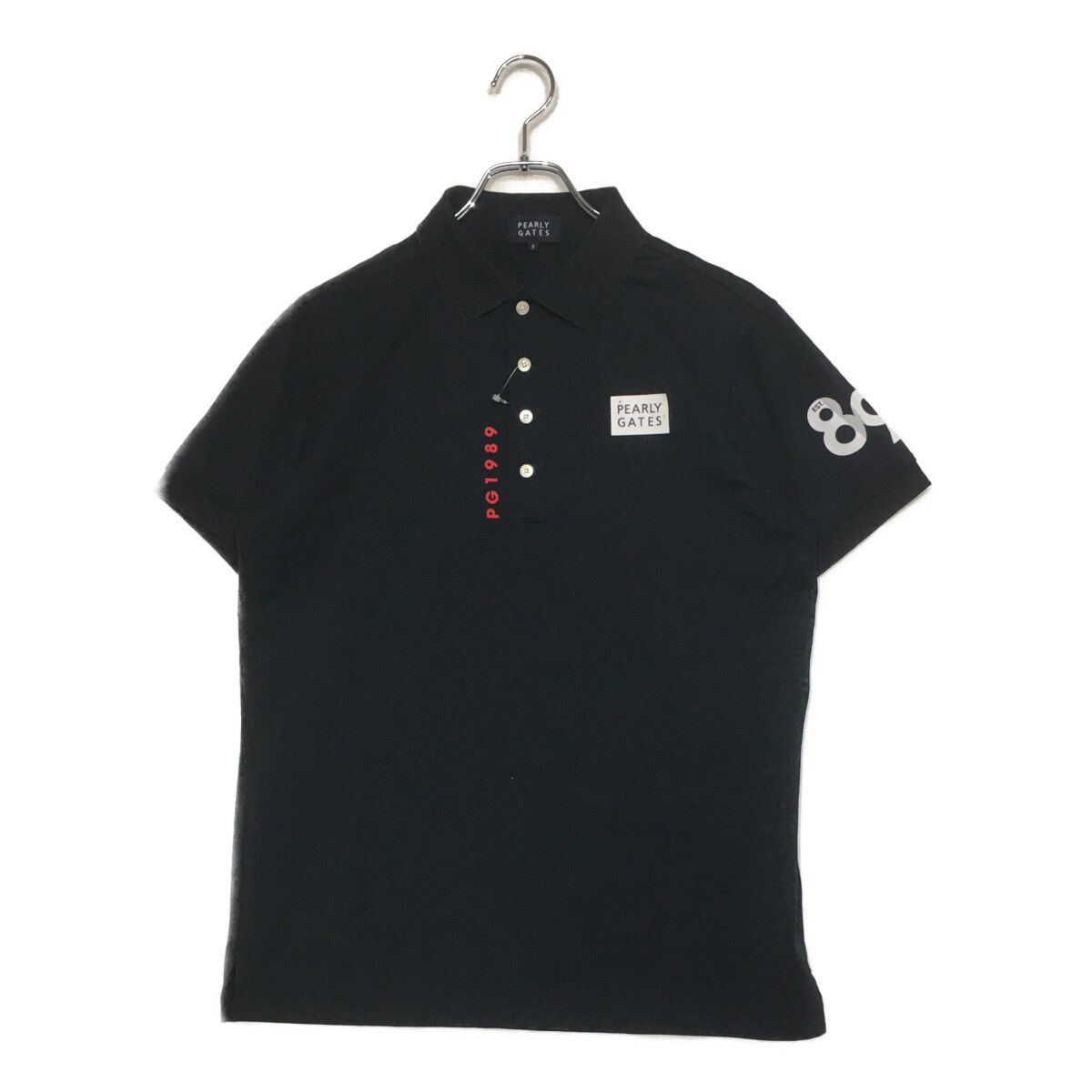 中古 メンズ パーリーゲイツ PEARLY GATES 半袖ポロシャツ 5(L) ネイビー 紺 ロゴプリント