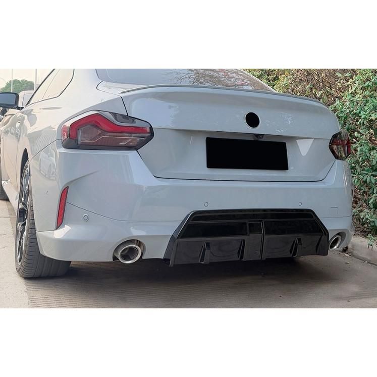 スポーティ全開♪ リアバンパー リアディフューザー BMW G42 220i M240i Mスポーツ 2シリーズ クーペ 黒 b14081