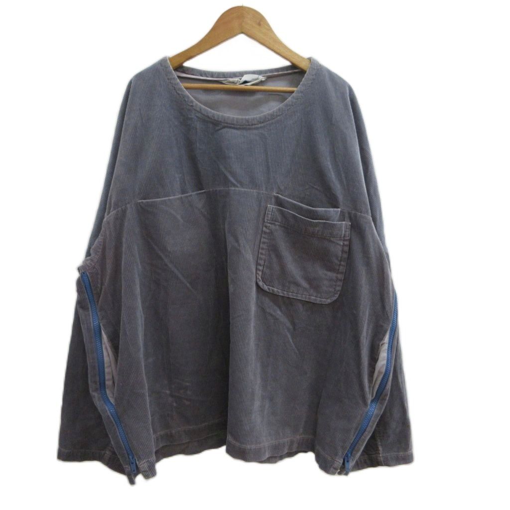 サンシー SUNSEA プルオーバー Tシャツ 3 グレー コーデュロイ 長袖 サイドジップ /PP ■GY03