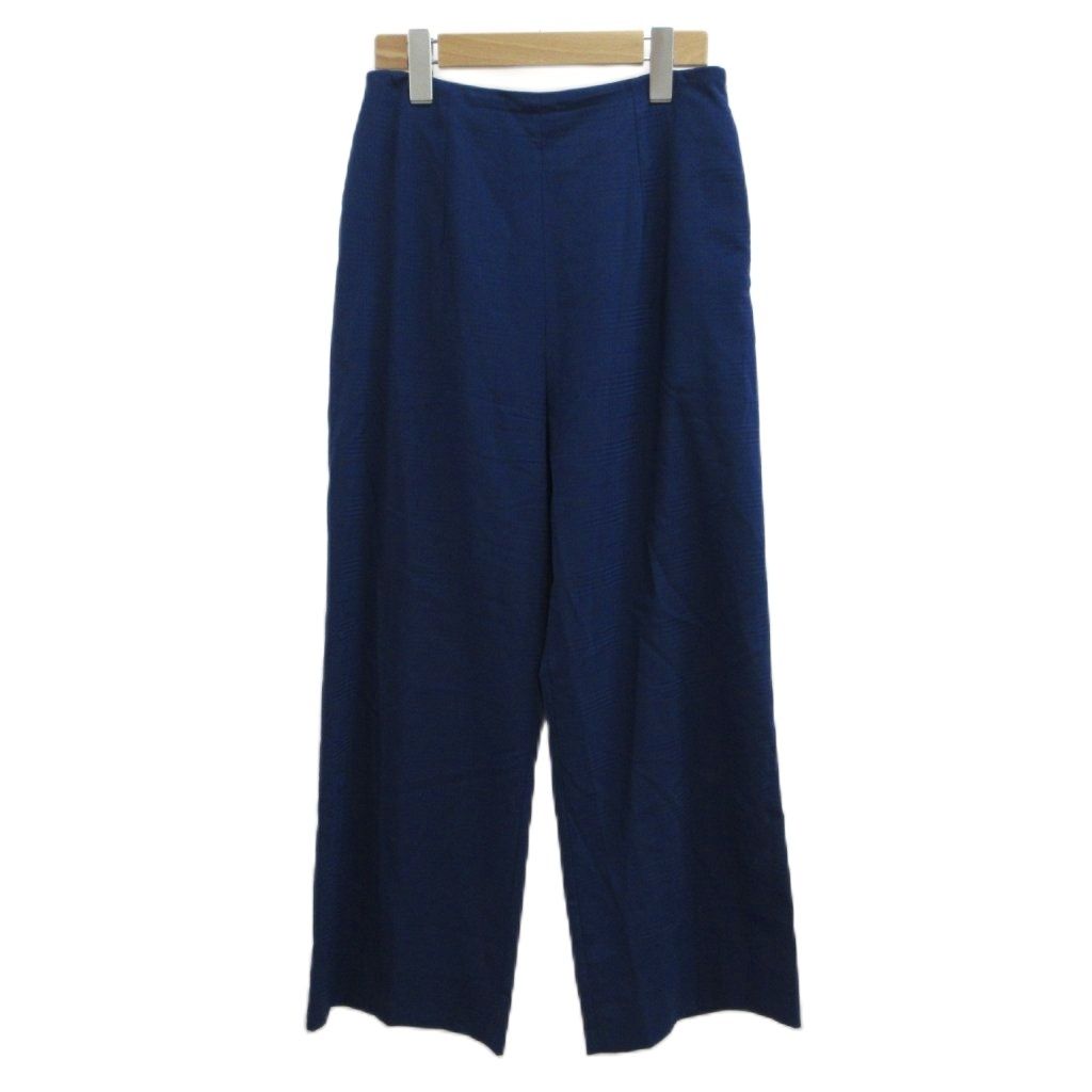 メゾンマルジェラ Maison Margiela パンツ スラックス ウール 38 ネイビー 紺 チェック柄 ワイドレッグ フルレングス /PP ■GY50