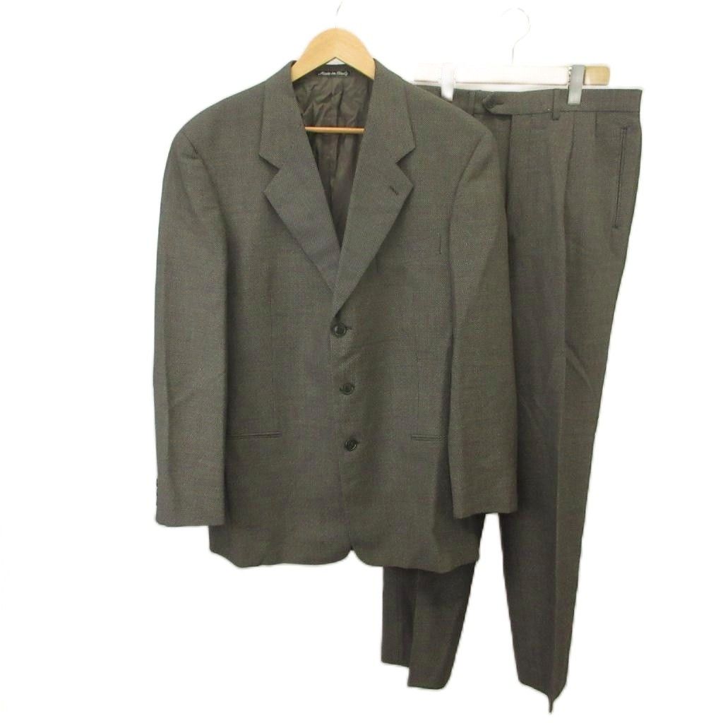 エンポリオアルマーニ EMPORIO ARMANI スーツ セットアップ 上下 テーラードジャケット ウール シングル 3B 総裏地 肩パッド パンツ スラックス 50 XL グレー /XZ ■GY50