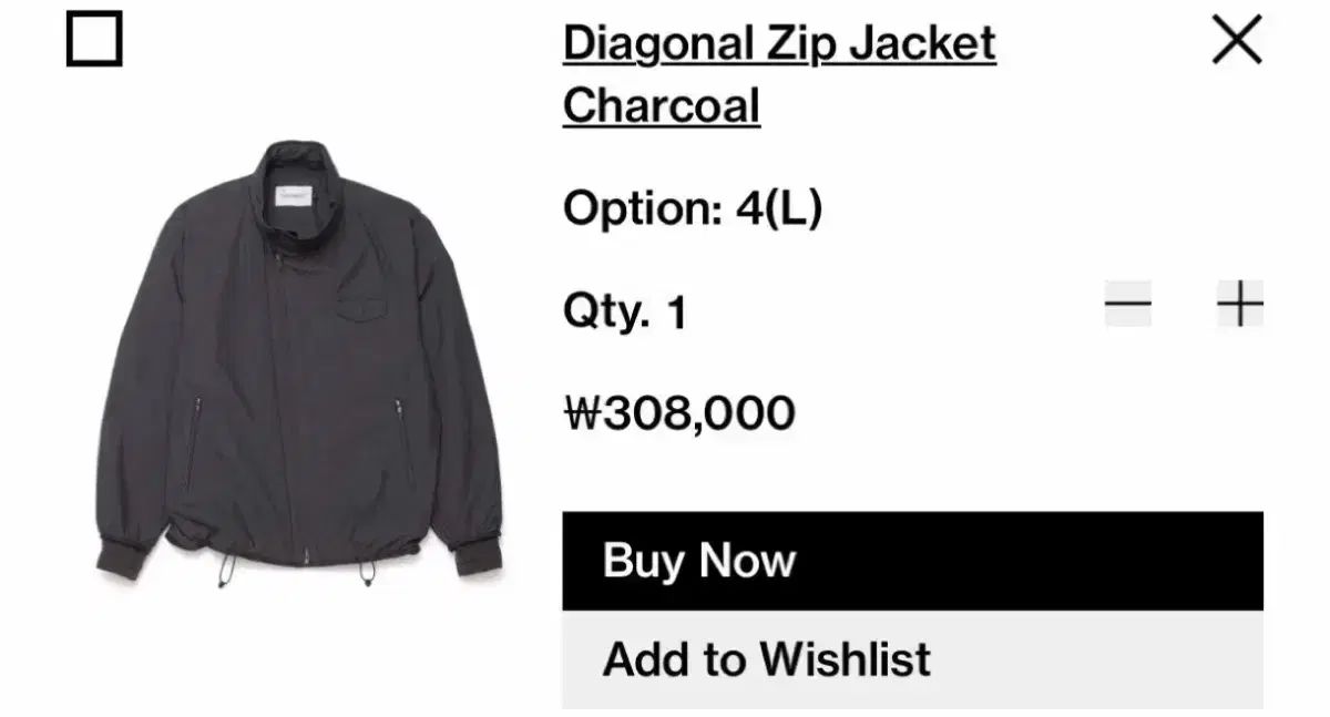 Hatchingroom Diagonal ジップアップ ジャケット チャコール 4サイズ