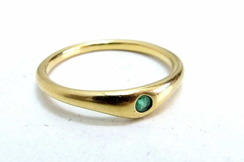 【232387】TIFFANY&Co. ティファニー K18YG 750 カーブドバンドリング エメラルド1P　総重量2.21g ＃11
