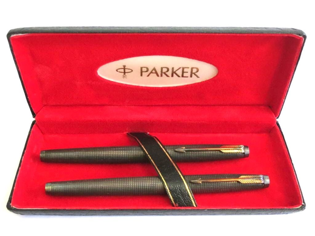 【232273】2本セット/STERLING VERMEIL PARKER パーカー シズレ　万年筆 ペン先14K POINT USA ブラウン|ゴールド