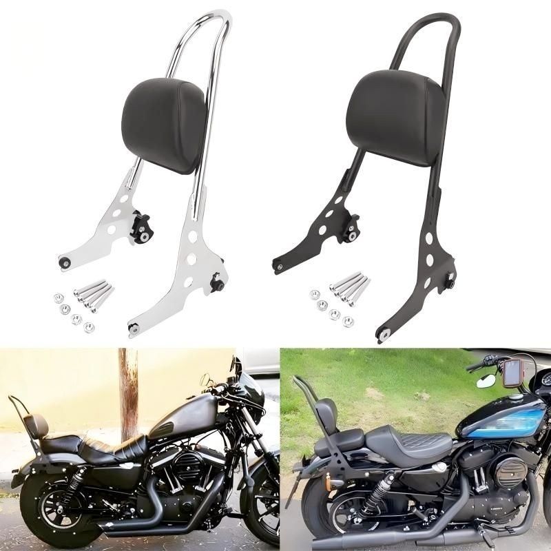 【送料無料】ハーレー XL1200X/X48/883N/883L 対応 後部シート用クイックリリース式バックレスト＆リアキャリア ブラック/メッキ 快適ツーリング 簡単取付 ドレスアップ効果