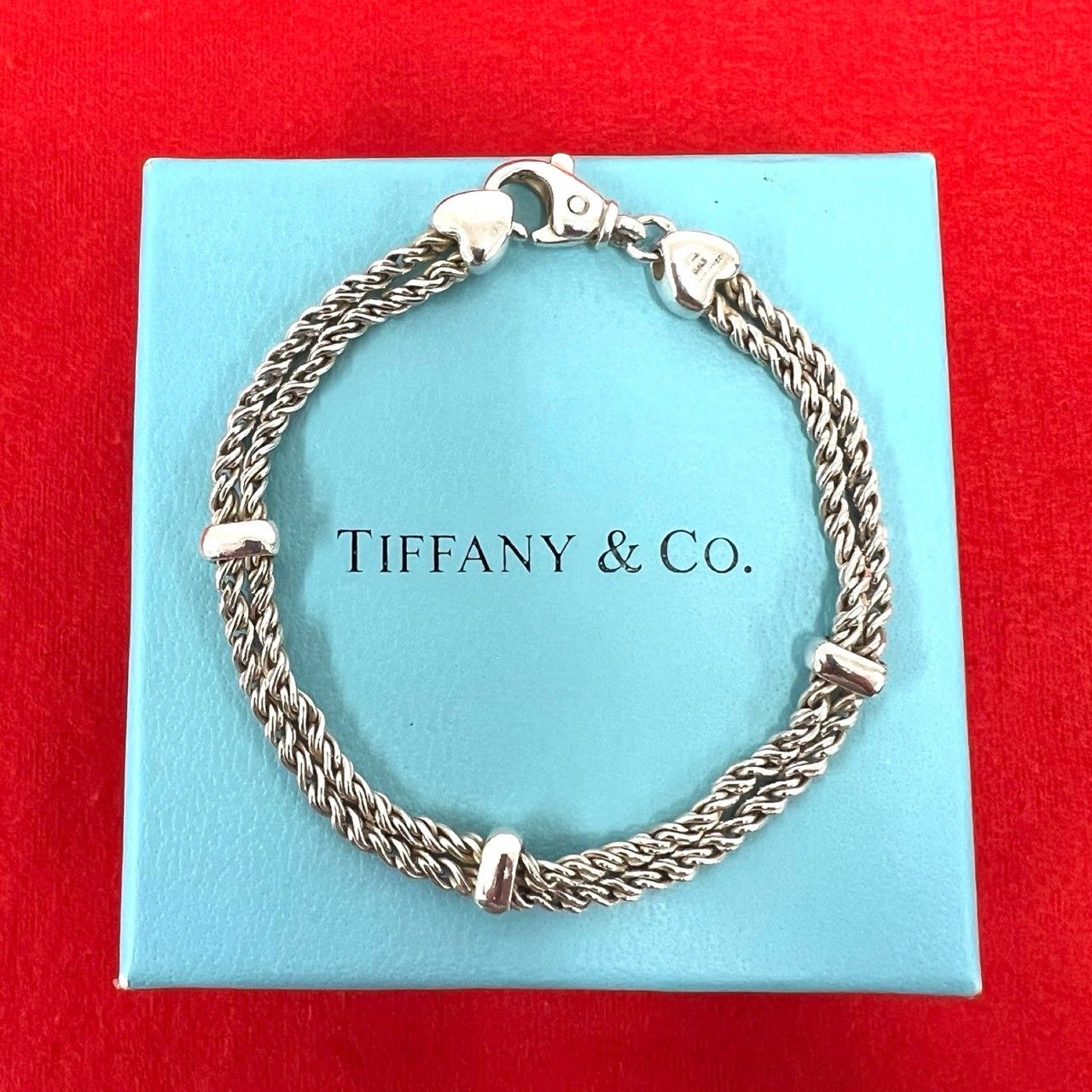 極 美品 TIFFANY&Co. ティファニー ヴィンテージ ダブル ロープ ブレスレット シルバー925 バングル アクセサリー シルバー 54655