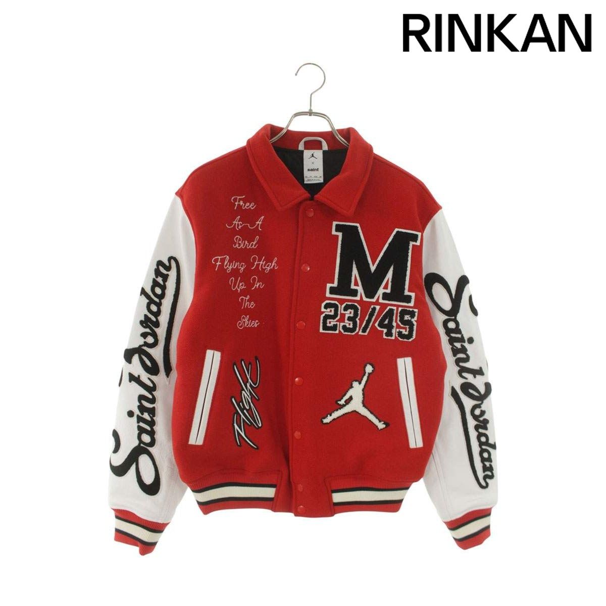 セントマイケル ×ジョーダン JORDAN 26SS SM-MK8-0000-J08 MJSMレザー切替ヴァーシティジャケットブルゾン メンズ XS