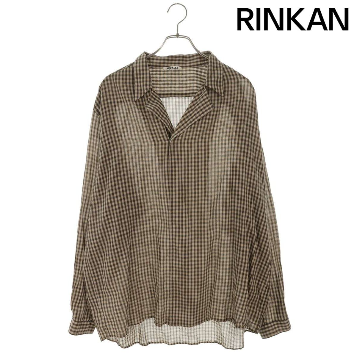 オーラリー AIRY LIGHT COTTON CHECK P O SHIRT A25SS02GC チェック柄プルオーバー長袖シャツ メンズ 5