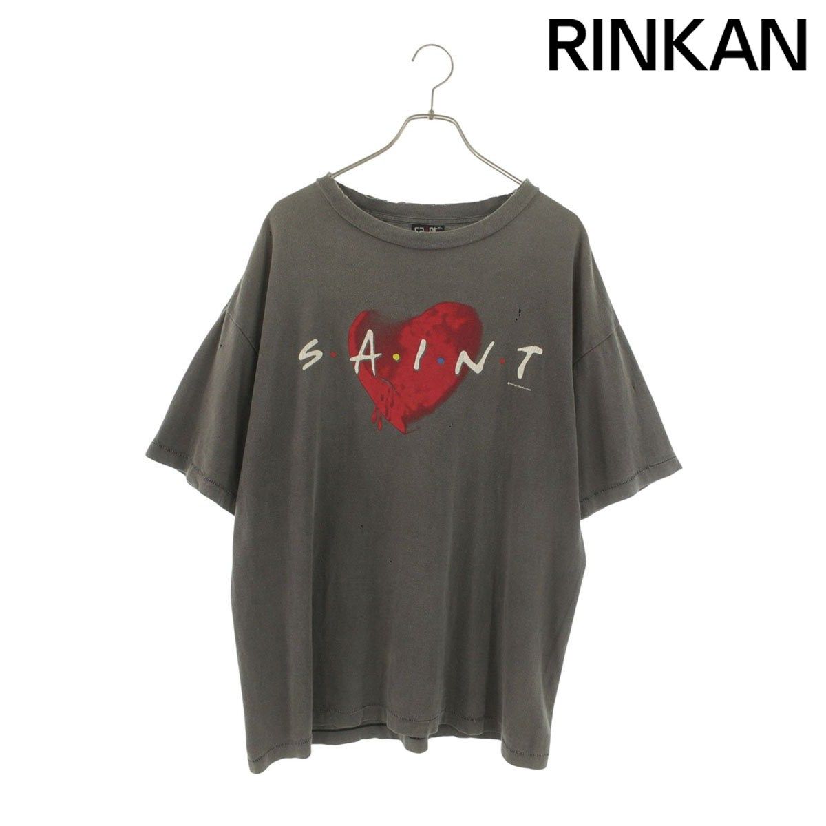 セントマイケル 22AW SM-A22-0000-004 ヴィンテージ加工ハートロゴプリントTシャツ メンズ XL