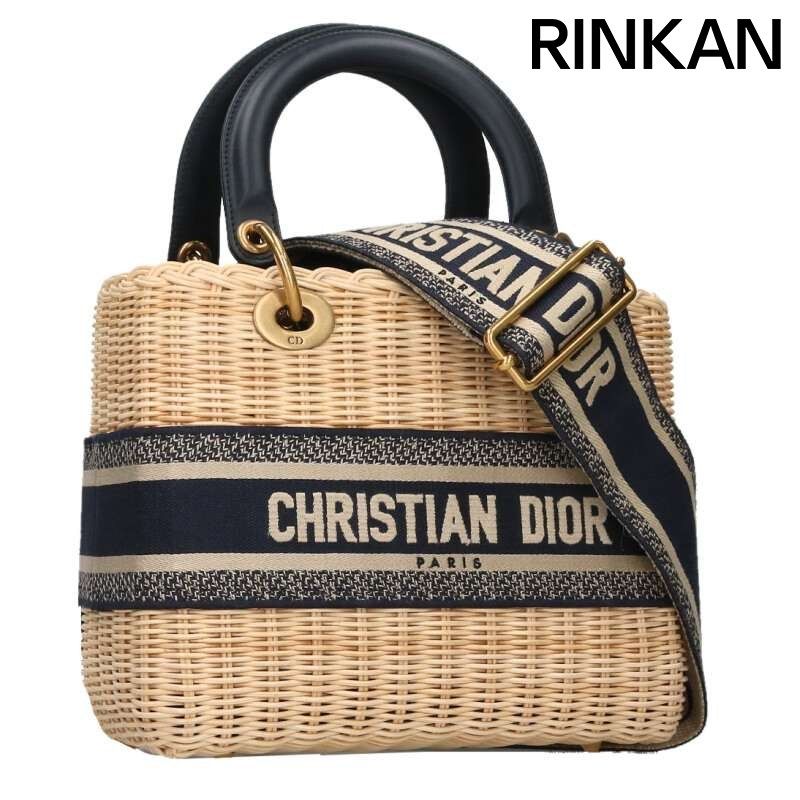 ディオール LADY DIOR ウィッカーミディアム2WAYハンドバッグ メンズ ミディアム