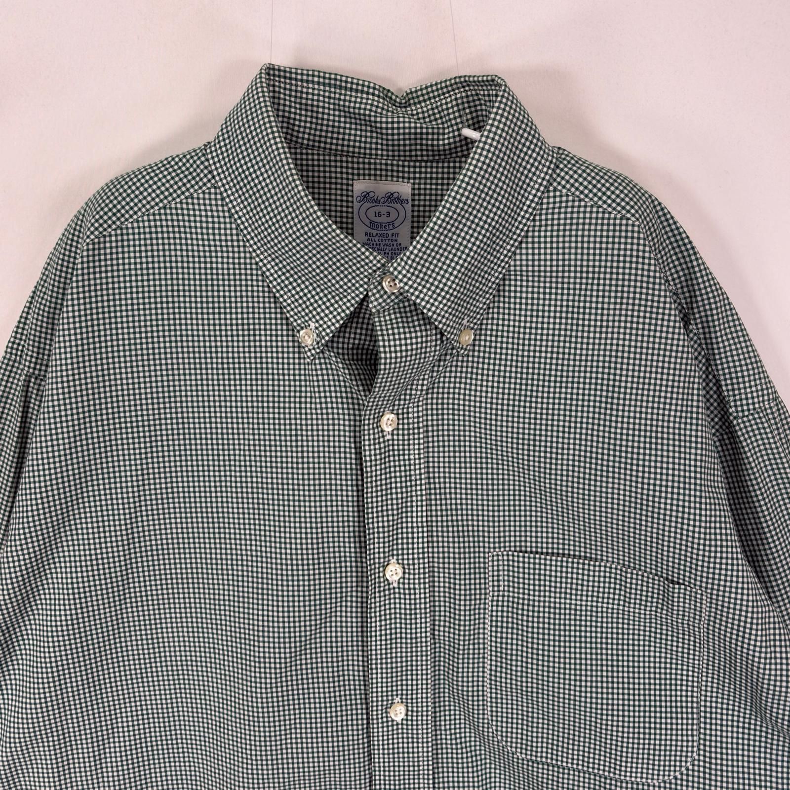 古着 ブルックスブラザーズ Brooks Brothers USA製 長袖シャツ ボタンダウン 胸ポケット L グリーン系 チェック メンズ