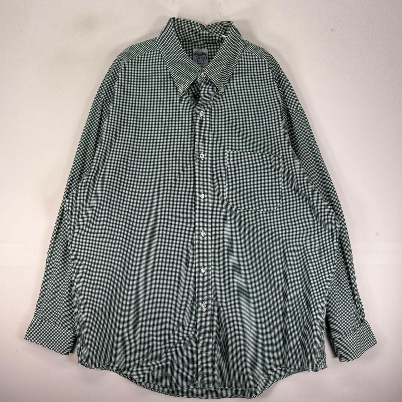 古着 ブルックスブラザーズ Brooks Brothers USA製 長袖シャツ ボタンダウン 胸ポケット L グリーン系 チェック メンズ七分・長袖カットソー