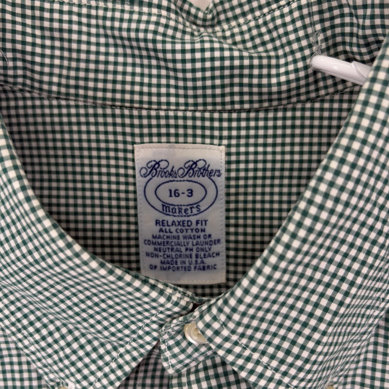 古着 ブルックスブラザーズ Brooks Brothers USA製 長袖シャツ ボタンダウン 胸ポケット L グリーン系 チェック メンズ