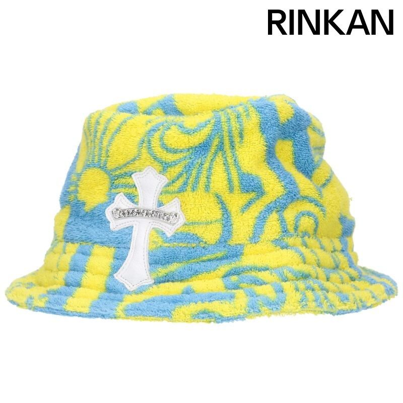 クロムハーツ HAT U CHUM FBRC クロスパッチ付きパイル総柄バケットハット メンズ L