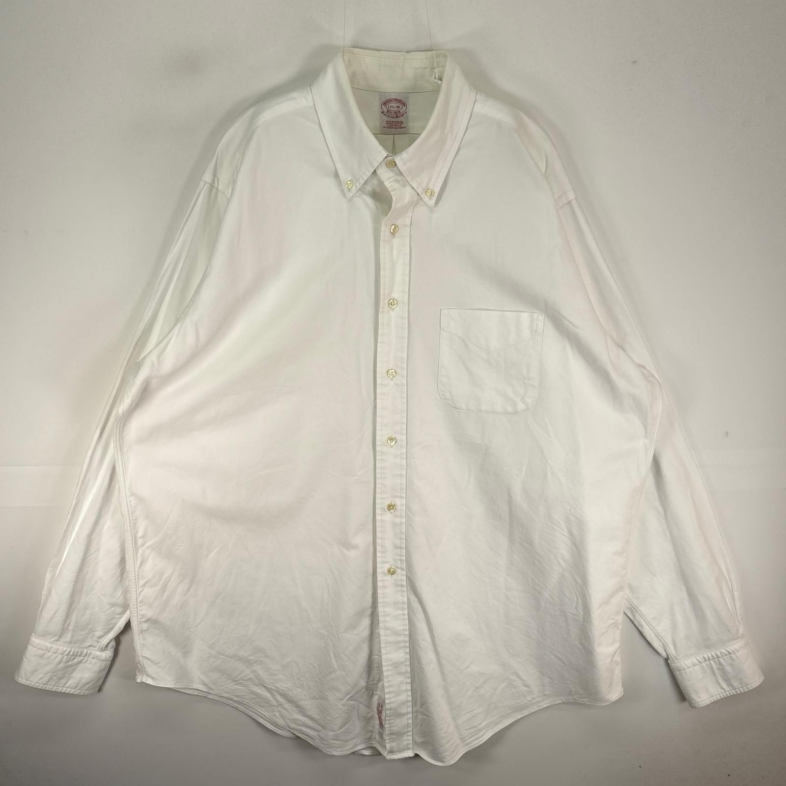 古着 ブルックスブラザーズ Brooks Brothers USA製 長袖シャツ ボタンダウン 胸ポケット XL ホワイト系 無地 メンズ