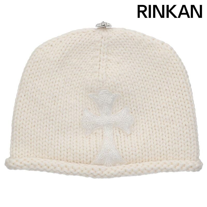 クロムハーツ BEANIE CASH ビーズ装飾クロスパッチカシミアビーニー メンズ