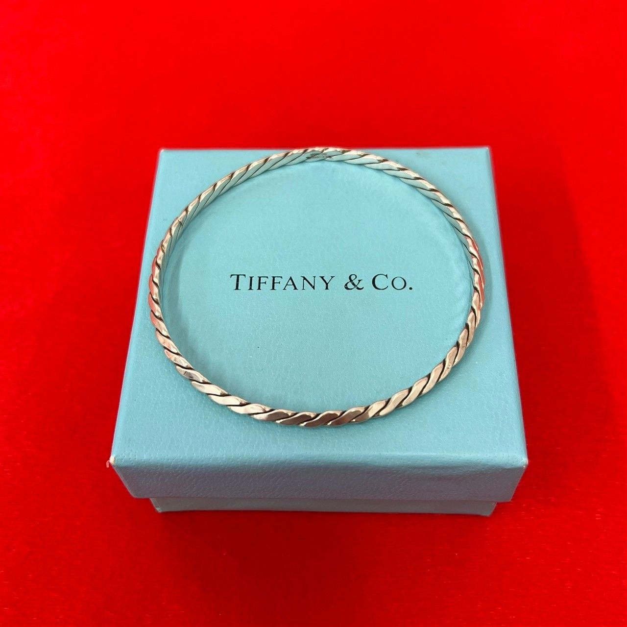 極 美品 TIFFANY&Co. ティファニー ヴィンテージ ツイスト バングル シルバー925 ブレスレット アクセサリー シルバー 39623