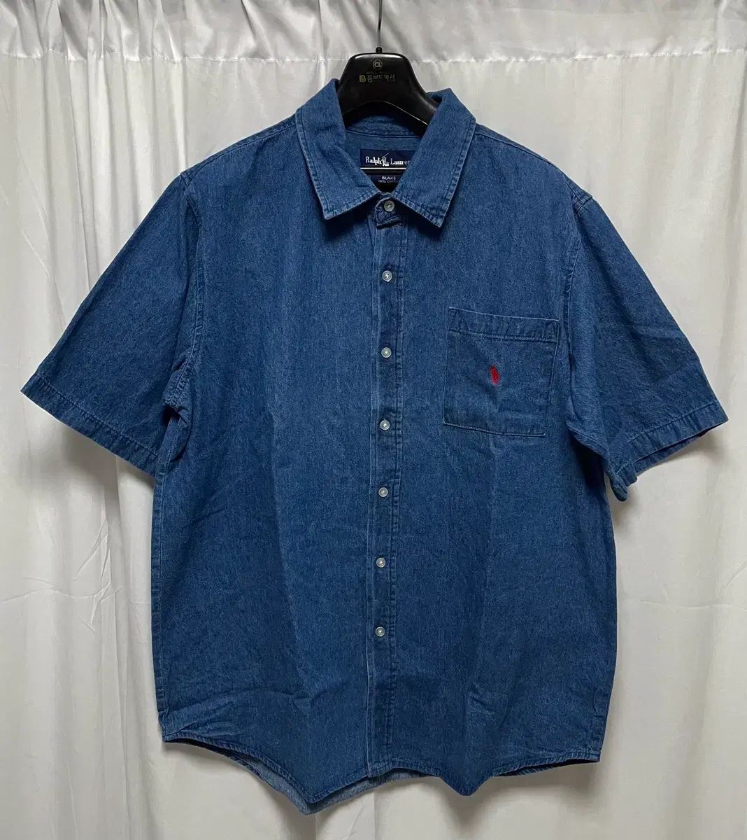 no 197POLO RALPH LAUREN(ポロラルフローレン) デニム 半袖 シャツ ブルー XL 状態良し