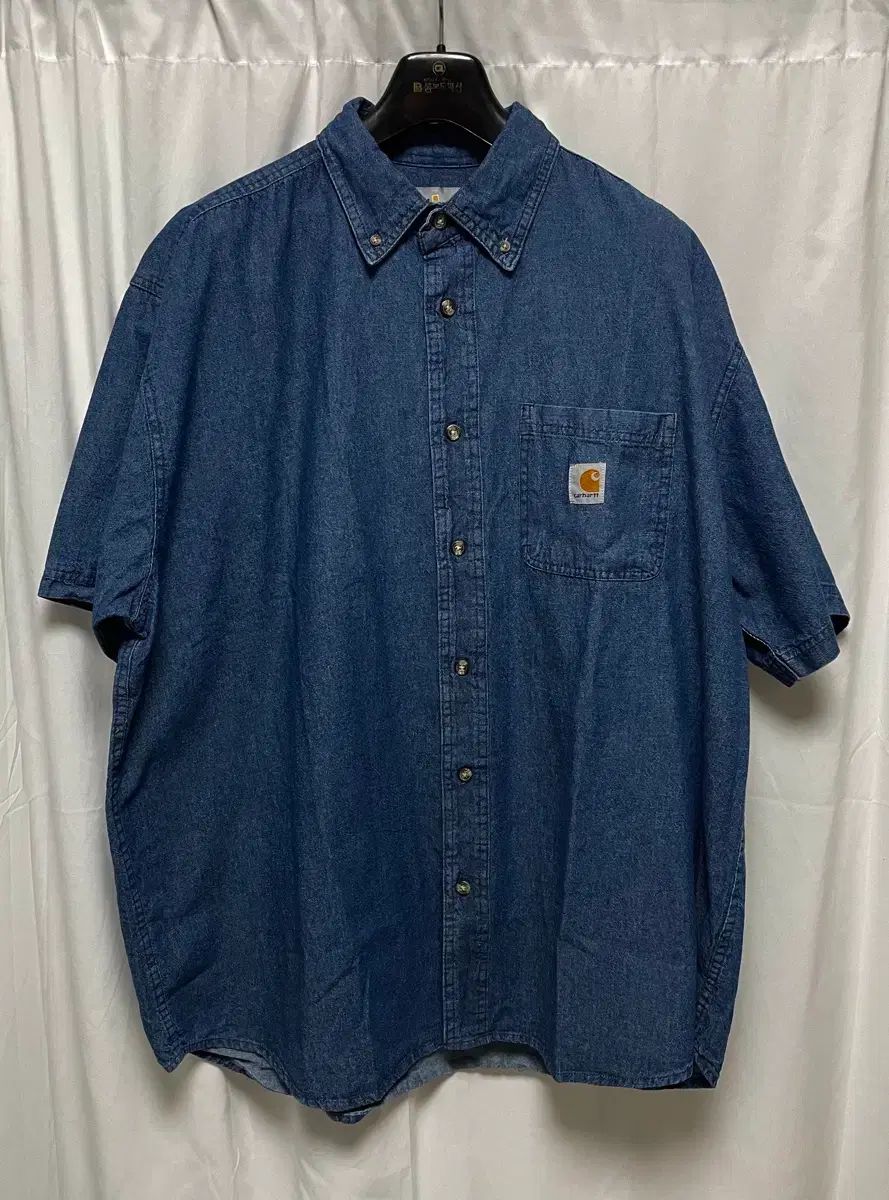no 198 Carhartt カーハート インディゴデニム オーバーサイズ 半袖 シャツ XXL 状態良し