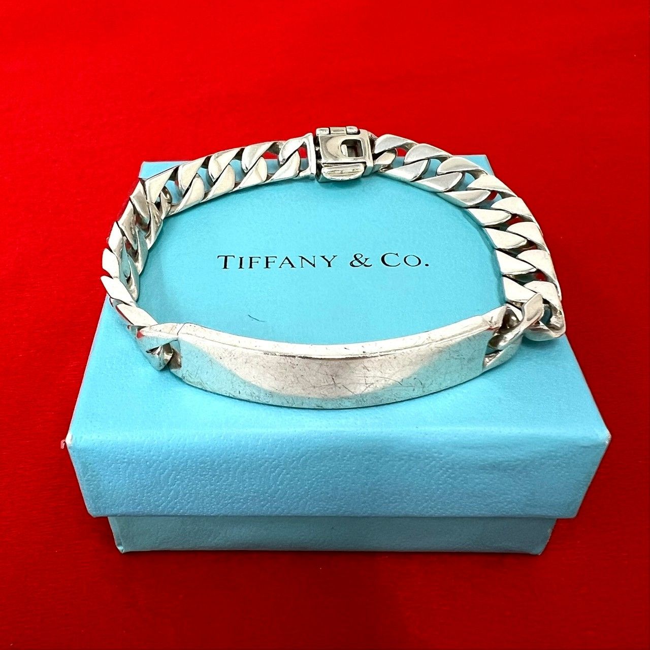 極 美品 TIFFANY&Co. ティファニー ヴィンテージ ID ブレスレット シルバー925 バングル アクセサリー シルバー 30643