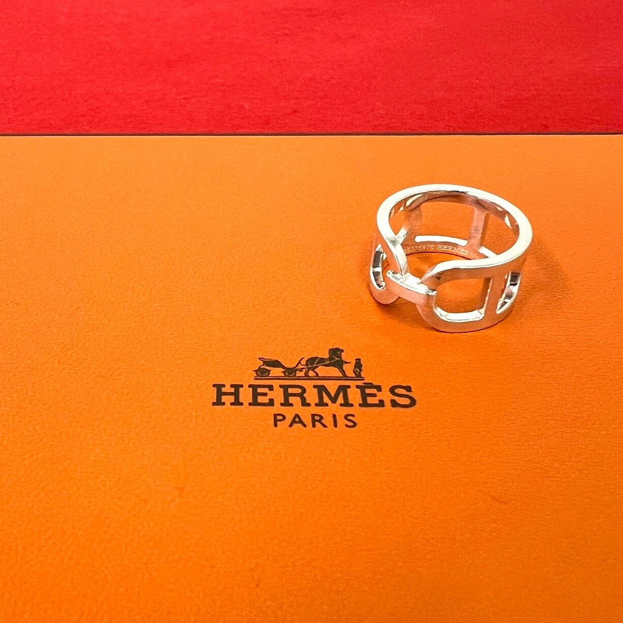 極 美品 HERMES エルメス ヴィンテージ エヴァー シェーヌダンクル リング シルバー925 指輪 13号 アクセサリー シルバー 18817