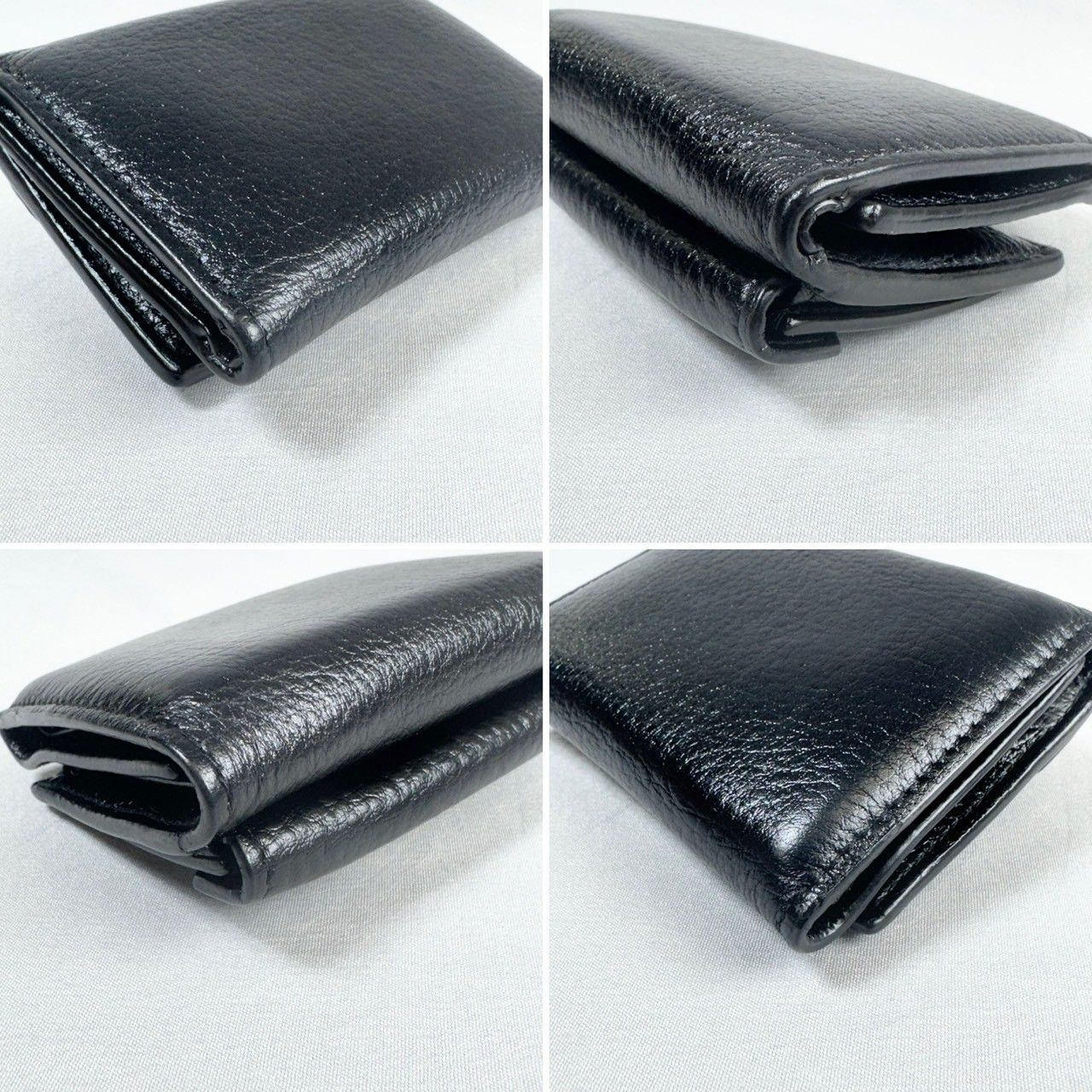 鑑定済み 美品 プラダ 長財布 ヴィッテダイノ レザー 金具 ロゴ シボ革 黒 美品】PRADA プラダ ヴィッテロダイノ タイニー コンパクト Wホック 三