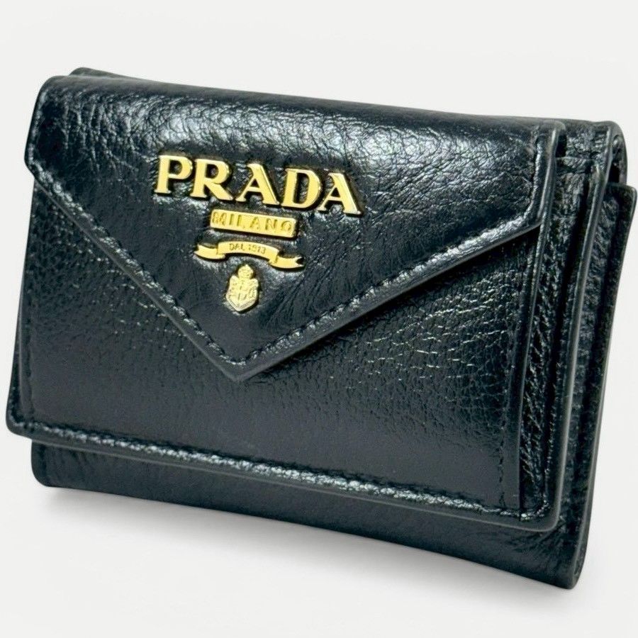 美品】PRADA プラダ ヴィッテロダイノ タイニー コンパクト Wホック 三