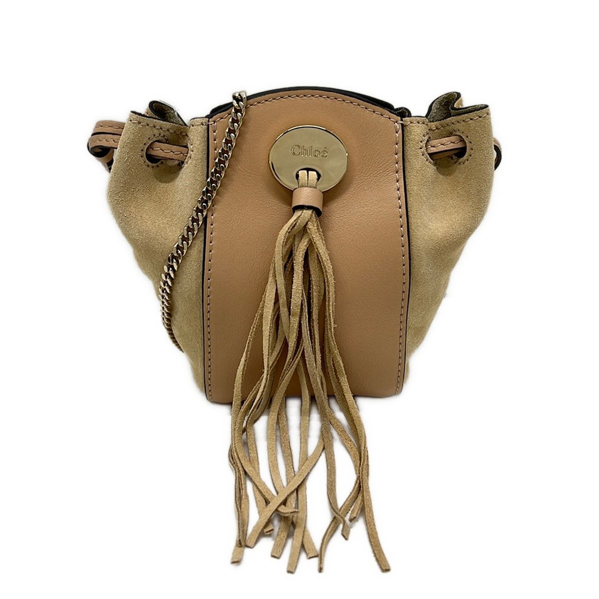 Chloé フリンジ付きショルダーバッグ ベージュ Chloe(クロエ) ショルダーバッグ - ピンクベージュ×ベージュ フリンジ