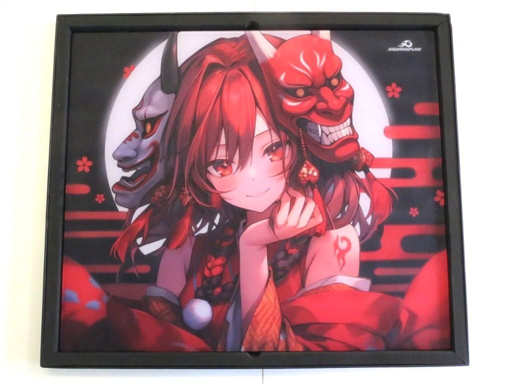 【225548】GLASS MOUSE PAD AXGamingPunk ガラスマウスパッド 鬼魅 限定版 デザイン レッド