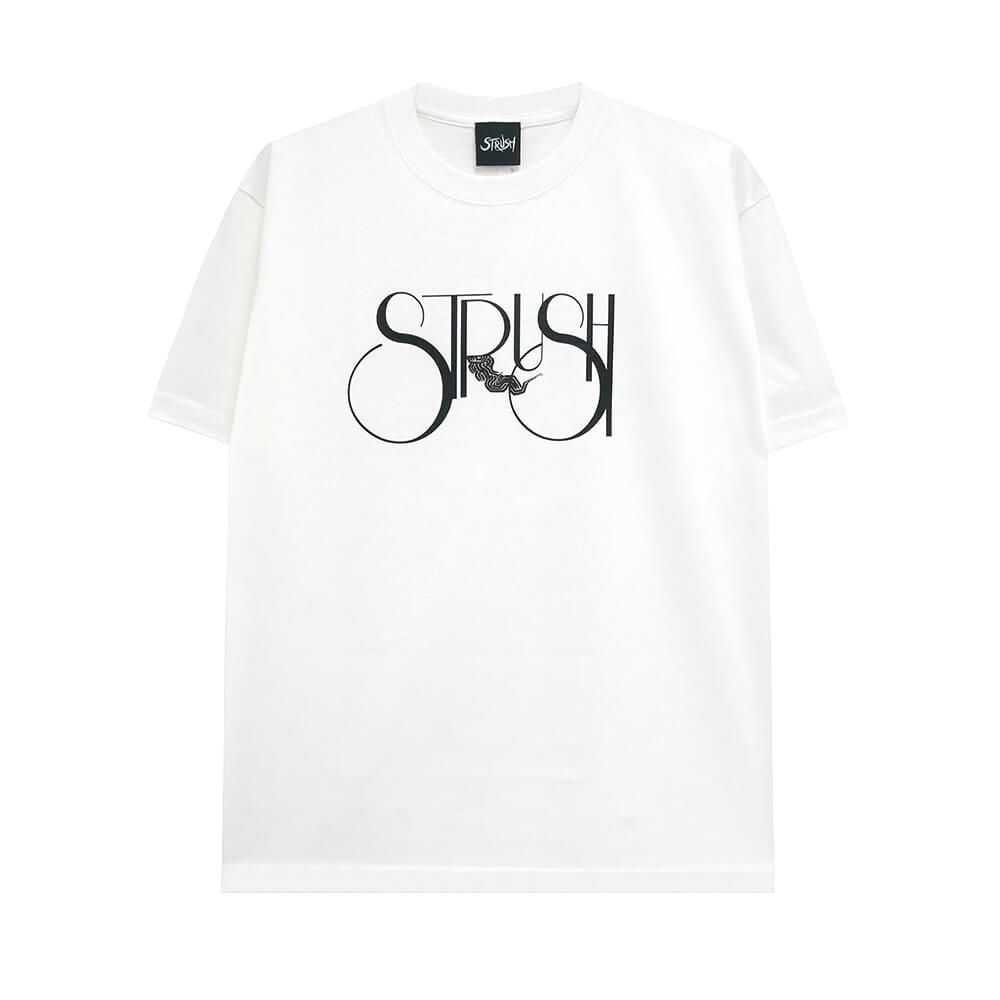 STRUSH T-SHIRT ストラッシュ Tシャツ SMOKE LOGO WHITE　スケートボード スケボー