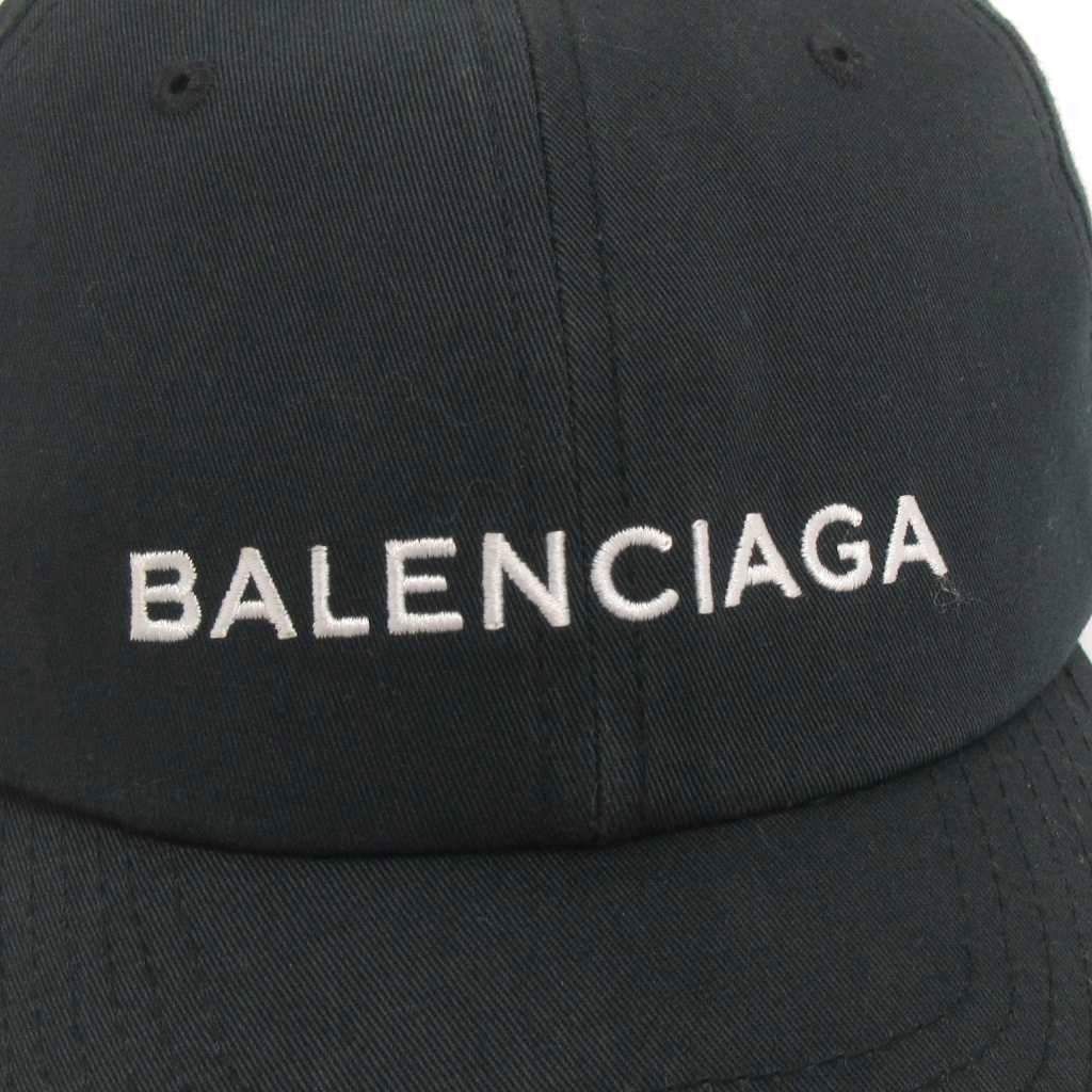 バレンシアガ BALENCIAGA ロゴキャップ 刺繍 コットン 黒 ブラック