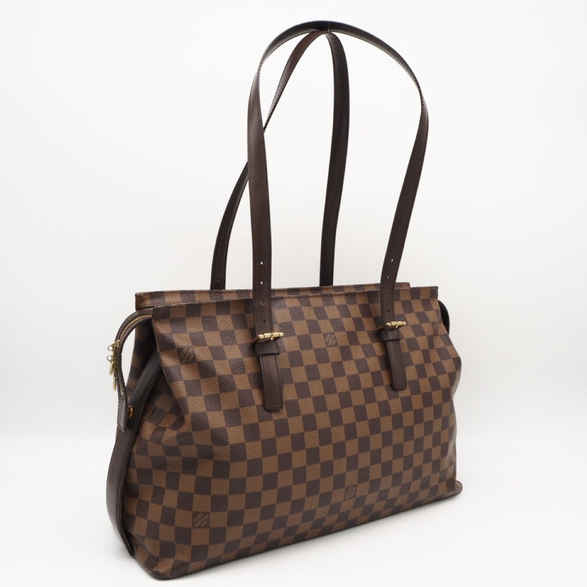 ★3日以内返品可★ LOUIS VUITTON ルイ・ヴィトン ダミエ チェルシー N51119 ハンドバッグ ブラウン コーティングキャンバス レザー レディース