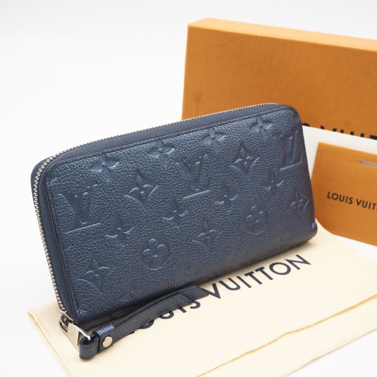 ★3日以内返品可★美品 LOUIS VUITTON ルイ・ヴィトン モノグラム アンプラント ジッピーウォレット メタリックブルー M80958 長財布 メタリックブルー グレインレザー レディース