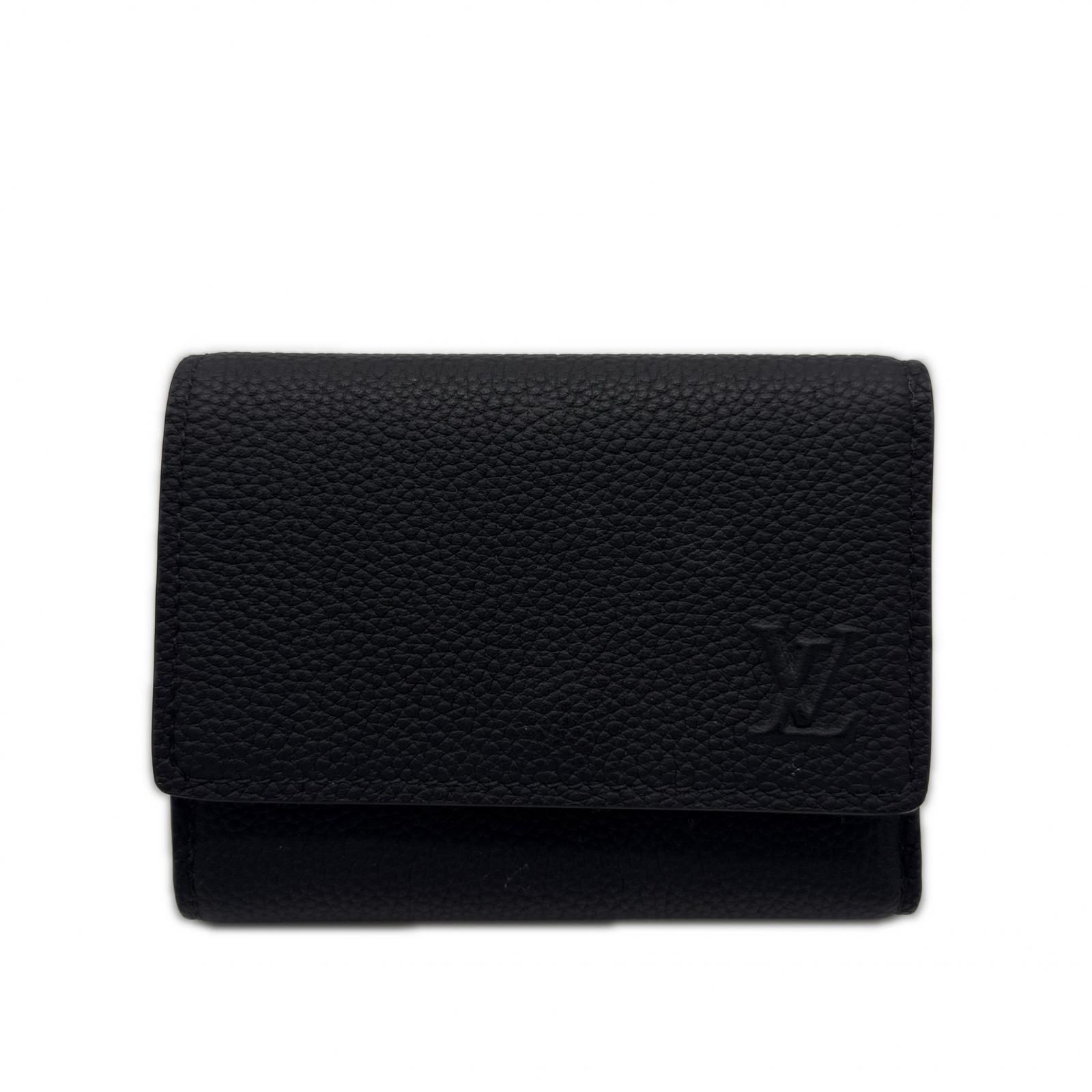 ★3日以内返品可★極美品 LOUIS VUITTON ルイ・ヴィトン LV アエログラム ヴィクターウォレット ノワール M26250 三つ折り財布 ブラック カーフレザー メンズ