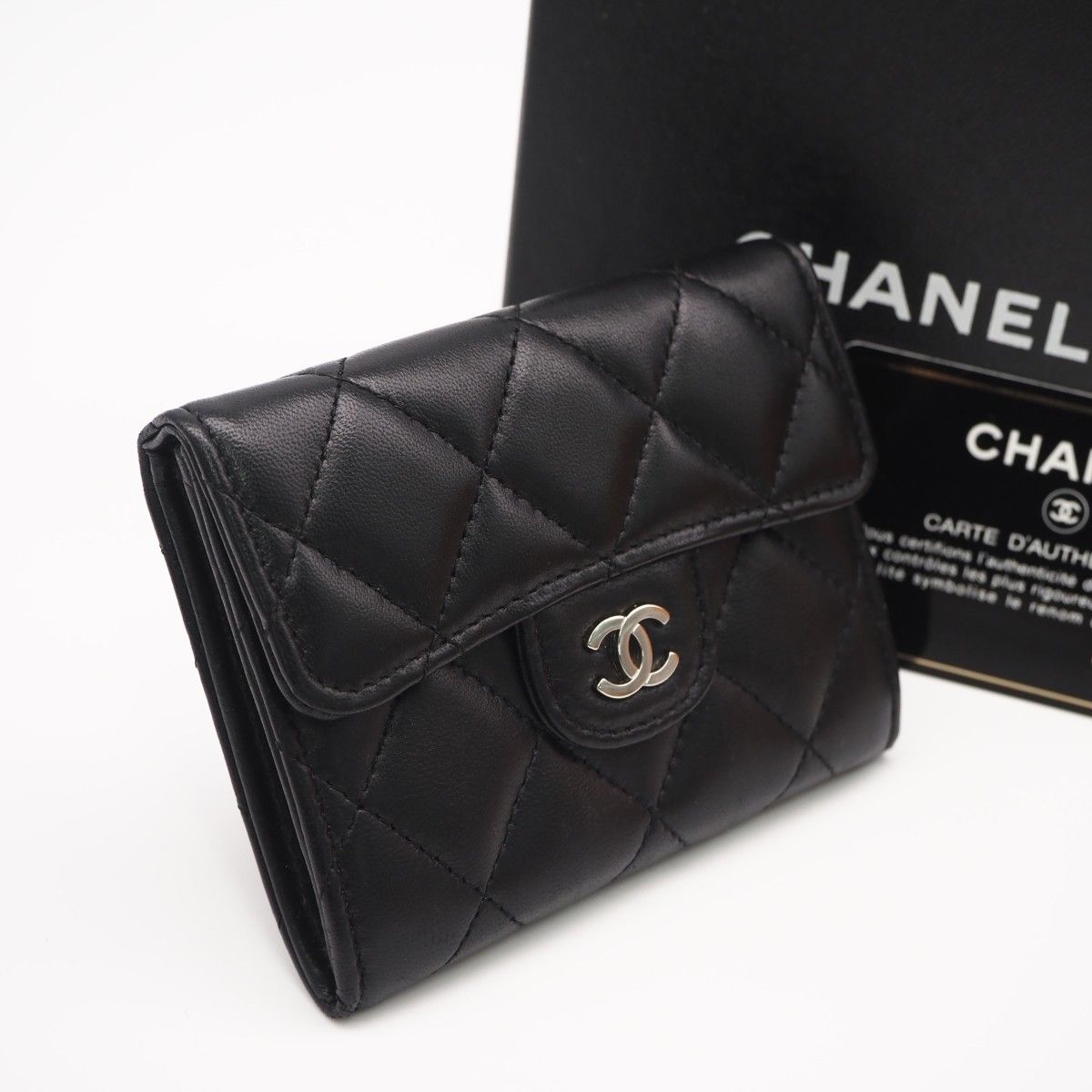 ★3日以内返品可★美品 CHANEL シャネル マトラッセ カードケース A31504 カードケース ブラック ラムスキン レディース